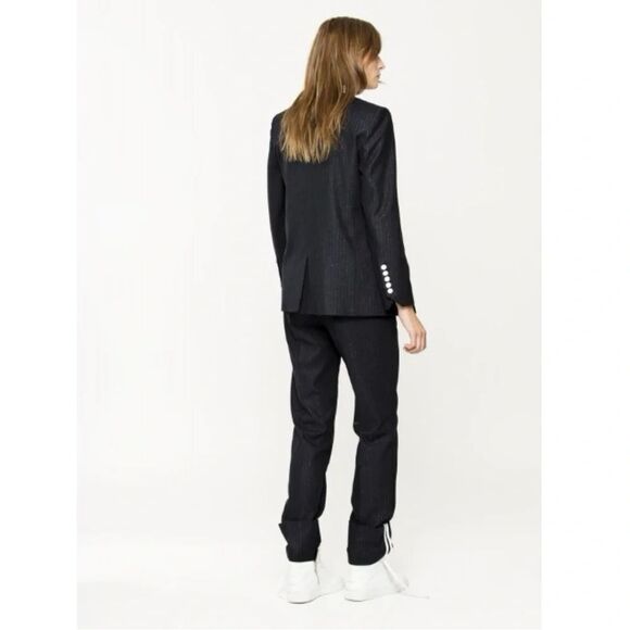 Zadig & Voltaire Womens Pist Bi Straight Wool-Blend Pin Stripe Trouser Gray - Picture 5 of 13